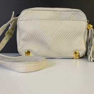 Vintage J Tiras Crossbody/Shoulder Ivory Bag Multi-Compartments, Tassels